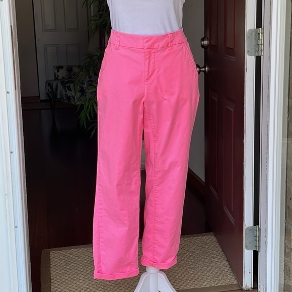 STYLUS Pants - Stylus Pants Womens 8 Bubblegum Pink Neon Chino’s Ankle Pockets Zip Comfy Casual